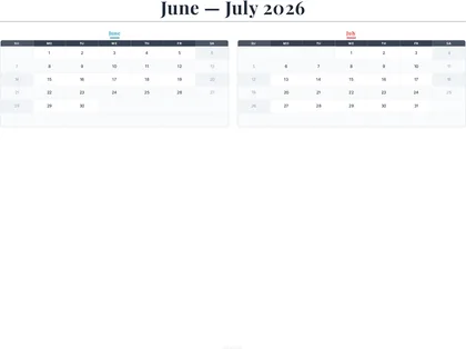 June–July 2026 Calendar thumbnail