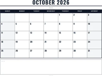 October 2026 Calendar thumbnail