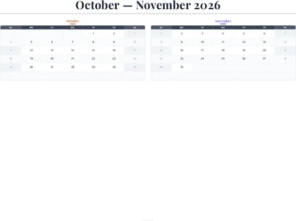 October–November 2026 Calendar thumbnail
