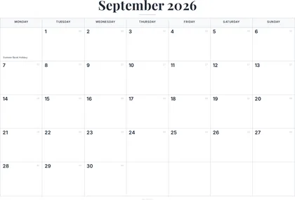 September 2026 Calendar thumbnail